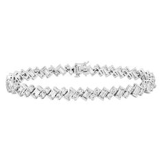 Our Brilliance Fine Jewelry .925 Sterling Silver Simulated White Diamond Criss Cross Tennis Bracelet measures 7.25". It has a triple secure locking system so you can wear whether attending a red carpet event or just working out. Size: 7.25".  Gender: female.  Age Group: adult. Red Carpet Event, 925 Jewelry, Tennis Bracelet, White Diamond, Womens Bracelets, Criss Cross, Gender Female, Womens Watches, Red Carpet