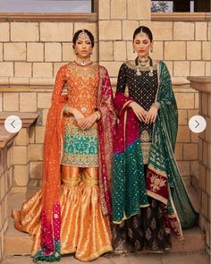 Jamawar Gharara, Zainab Chottani, Mehndi Outfit, Bridal Mehndi Dresses, Pink Dupatta, Mehndi Dresses, Beautiful Gradient, Red Bridal Dress, Heavy Dresses