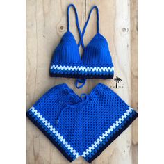 This is a Blue Two Piece Set, available in various colors and sizes, with black and white stripes. Shop this set and look trendy this summer. *Shorts is on the bum or beneath the bum. Free shipping within the United Kingdom Worldwide Shipping  Measurements  Burst Underburst  Waist  Hip Please send a message for further enquiries Blue Crochet Beachwear Top For Vacation, Casual Blue Crochet Top For Beach, Blue Casual Crochet Top For Beach, Blue Crochet Top For Summer Beachwear, Summer Trending Outfits, Crochet Set Outfit Beach, Crochet Two Piece Outfit, Blue Crochet Swimwear For Poolside, Two Piece Crochet