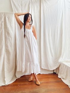 Vintage Nightgown Aesthetic, Diy Nightgown, Prairie Nightgown, Doen Style, Natalie Core, White Night Gown, Gown Aesthetic, Garment Inspiration, Cute Nightgowns