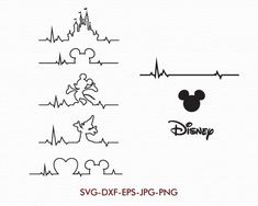 disney mouse ears and heartbeats with the word svg dxf eps - png