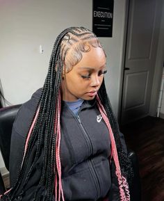 pink and black straightback braids Hair Braid Designs, Bts Hairstyle, Box Braid Hair, Black Kids Braids Hairstyles, Curly Braids, Birthday Hairstyles, Cute Curly Hairstyles