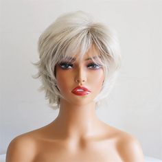 Pixie Cut Wigs Short Wigs for White Women Pixie Wigs Wig for White Women Pixie Cuts Wigs for Older Women Full Curly Hair for Daily 2024 - $16.99 Full Curly Hair, Wigs For Older Women, Wig For White Women, Pixie Wigs, Wigs For White Women, Women Pixie Cut, Pixie Cut Wigs, Wigs Short, Silver Blonde