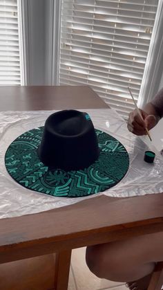 Difficulty: Difficult Diy Hat Decoration, Cowgirl Hat Custom, African Hats Diy, Diy Fancy Hat, Hat Upcycle Ideas, Paint Felt Hat, Diy Fedora Hat Design, Fedora Hat Design Ideas, Custom Hat Ideas