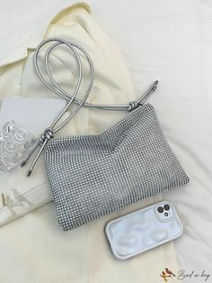 Bird in Bag - Simple Design Shoulder and Crossbody Bag with Rhinestone Accents Rhinestone Crossbody Bag For Night Out, Silver Crossbody Bag For Night Out, Trendy Purses, Adjustable Bag, Evening Handbag, Envelope Bag, Evening Clutch Bag, Evening Clutch, Style Minimalist