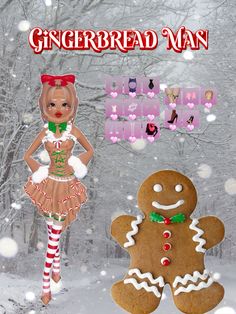 a gingerbread man is standing next to a ginger girl and a ginger - shaped cookie