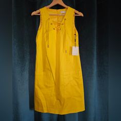 Casual Yellow Bright Dress. Never Worn. Yellow Calvin Klein Dress, Sleeveless Blazer Dress, Red Fitted Dress, Navy Blue Midi Dress, Bright Dress, Pink Sleeveless Dress, Sleeveless Blazer, Navy Midi Dress, Black Sheath Dress