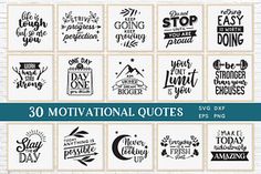 the 30 motivation quotes bundle is shown in black and white