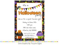 a halloween party flyer with an image of a cupcake and a pumpkin on it