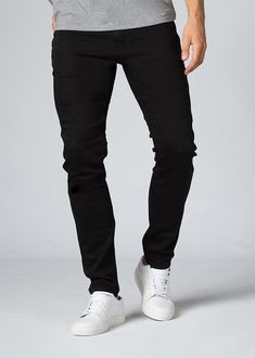 Slim Black Bottoms For Workwear, Slim Stretch Bottoms For Workwear, Slim Fit Pants For Business Casual, Business Casual Stretch Straight Jeans, Stretch Straight Jeans For Business Casual, Black Tight Straight Leg Pants, Black Slim Fit Jeans For Business Casual, Black Slim Stretch Bottoms, Black Tapered Leg Jeans For Business Casual