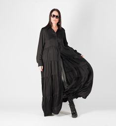 Summer long dress, Black Flounces Dresses for Womens. Caftan Dress, Black Kaftan, Long Dress, Loose Dress, Long Dress, Party Dress Made of : Viscous The model wears size M - 5,6' / 170 cm Available Size: XS, S, M, L, XL, 2XL,3XL,4XL, 5XL,6XL,7XL,8XL The model is suitable for PLUS SIZE CARE Machine Wash 30oC Hand Wash with warm water Medium hot iron Long Black Daywear Dress, Black Long Daywear Dresses, Bohemian Black Floor-length Dress, Black Bohemian Floor-length Dress, Black Tunic Dress For Evening, Black Maxi Length Shirt Dress, Flowy Black Floor-length Dress, Black Floor-length Flowy Dress, Black Maxi Shirt Dress