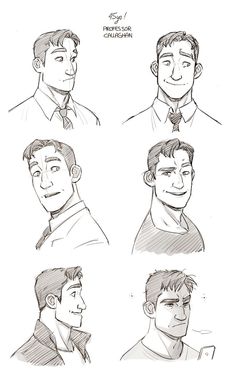 some drawings of men with different facial expressions