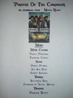 the pirates of the caribbean movie poster is displayed on a white sheet with black lettering