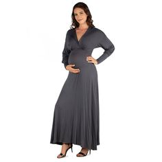 You'll love how you look in this maternity dress from 24Seven Comfort. You'll love how you look in this maternity dress from 24Seven Comfort Apparel. Click this MATERNITY & NURSING GUIDE to find the perfect fit and more! Jersey construction V-neck Long sleevesFIT & SIZING 54.5-in. length from shoulder to hem Maxi length Slip-on stylingFABRIC & CARE Rayon, spandex Machine wash Imported Size: XL-Mat. Color: Grey. Gender: female. Age Group: adult. Maternity Maxi, Pregnancy Maxi Dress, Sleeve Maxi Dress, Long Sleeve Maxi, Maternity Dress, Dress Clothes For Women, Black Maxi Dress, Long Sleeve Maxi Dress, Maternity Dresses