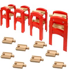 a set of wooden toy chairs and tables