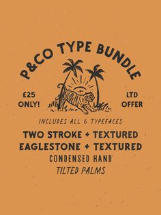 an orange background with black and white typograms that says, paco type bundle