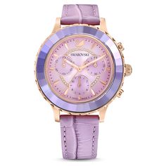 Purple Watch, Purple Cases, Chrono Watches, Pink Watch, Crystal Watches, Women's Watch, Swiss Made, Watch Collection, Chronograph Watch