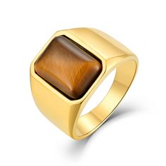 PRICES MAY VARY. [VESHON Design] - Men's tiger eye rings, when you wear it, it promotes health, good luck and healing makes a great gift. [Materials] - 316L stainless steel + natural tiger eye, solid and durable, never rust or green finger, hypoallergenic, comfortable to wear on daily. [Rings Size] - Men signet rings size 7,8,9,10,11,12. If you wear a half size, we suggest you choose the half size up. [Perfect Gift for Men] - The perfect solitaire gemstone rings jewelry gift for your father, boy Daily Rings, Eye Rings, Signet Rings, Men Jewelry, Eye Ring, Thumb Rings, Rings Jewelry, Nature Jewelry, Signet Ring