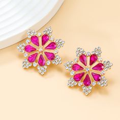 Gender: Women
Material: Zinc Alloy
Color: Hot Pink
Earring Studs Materials: Copper Alloy Diamond Flower Earrings, Pink Earring, Hot Pink Earrings, Pink Stud Earrings, Rose Fashion, Earring Studs, Diamond Flower, Green Rose, Affordable Jewelry