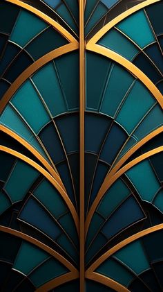 an art deco design with gold and blue colors