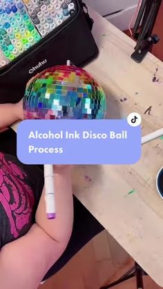 DIY RAINBOW DISCO BALLS 🪩 Add some color to your home with this easy ... | TikTok Disco Ball Sweet 16, Diy Disco Ball Decor, Ball Painting, Makeup Sponges, Diy Rainbow, Disco Balls, Studio 54, Simple Acrylic Paintings, Lisa Frank