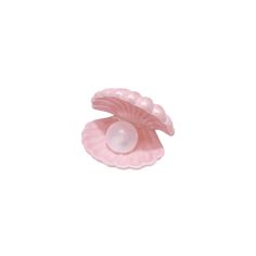 a pink shell with a white pearl inside it on a white background for use as an ornament