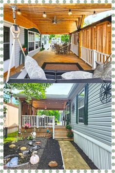 before and after pictures of a covered porch