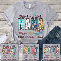 Personalized Grandma Shirt Custom Blessed to Be Called Nana - Etsy First Time Grandma, Nana T Shirts, Present For Grandparents, Nana Shirts, Parents Day, Personalized Grandma, Grandma Shirts, Canvas Easy, Mom And Grandma