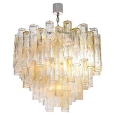 a large chandelier made out of glass tubes