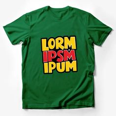 Bold Lorm Ipsum Graphic T-Shirt, Yellow and Red Text Design, Casual Streetwear, Unisex Fashion Tee Male T-Shirt Custom graphic T-Shirt.Customize your color Green Crew Neck T-shirt With Text Print, Red Slogan Short Sleeve Shirt, Funny Green Tops With Letter Print, Funny Green Top With Letter Print, Basic Green T-shirt With Logo Print, Basic Green Shirt With Letter Print, Green Basic Shirt With Letter Print, Funny Green T-shirt With Slogan, Red Short Sleeve Shirt With Slogan