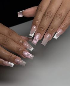 Nails Inspiration Summer, French Acrylic Nails, Work Nails, Short Square Acrylic Nails, Unique Acrylic Nails, Nail Sets, Pink Acrylic