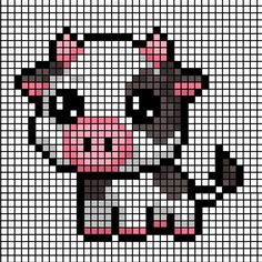 a cross stitch pattern with a cow in it's head and some black dots