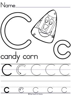 the letter c is for candy corn worksheet with an upper and lower case