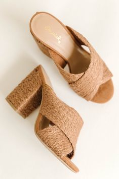 Shop the brown raffia heels. Explore the criss cross heels, chunky heels, woven heels, raffia platforms heels, rattan heels. Style the raffia slide heels for spring. Cross Heels, Heels For Summer, Trendy Heels, Mule Heels, Woven Sandals, Summer Heels, Shoe Inspo, Woven Raffia, Online Clothing Boutiques