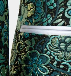 Blue And Green Fabric Combinations, Background Glow, Floral Tuxedo, Glitter Suit, Green Tuxedo, Paisley Jacket, Forest Green Color, Tuxedo Suit, Green Outfit