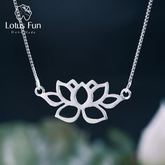 Lotus Fun Real 925 Sterling Silver Handmade Fine Jewelry Hollow Out Lotus Necklace with Pendant Lotus Flower Necklace, Lotus Pendant, Lotus Necklace, Motifs Perler, Necklace With Pendant, Bee Pendant, Handmade Fine Jewelry, Bird Pendant, Sterling Silver Necklace Pendants