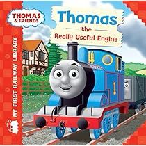 thomas the train is coming down the tracks with his name on it's front