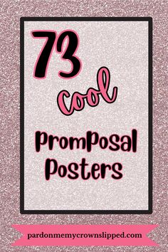 a pink and black poster with the words,'73 cool prompostal posters '