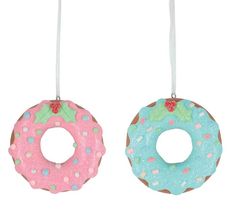 3" Clay Dough Donut Christmas Ornament - 9745266-pink - The Wreath Shop Donut Christmas, Donut Ornament, Clay Dough, Wreath Making Supplies, Pink Or Blue, White Ribbon, Christmas Candy, How To Make Wreaths, Deco Mesh