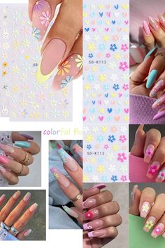 YOSOMK Flower Nail Art Stickers 5D Embossed Nail Decals Spring Daisy Nail Art Design Self Adhesive Nail Supplies White Yellow Colorful Flower Nail Stickers for Women Manicure Decoration Daisy Nail Art, Spring Daisy, Daisy Nails, Flower Nail, Nail Supplies, Flower Nail Art, Nail Nail, Marble Nails