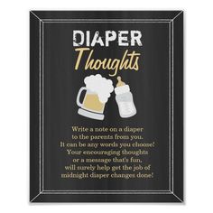 a sign that says, diaper thoughts with two mugs of beer on it