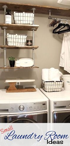 Small Laundry Room Makeovers – 57 Low Budget Ideas To Spruce Up Your Tiny Laundry Room on a Budget – Creative and CHEAP small laundry ideas to update your small, … Diy Laundry Room Storage, Laundry Room Storage Shelves, Tiny Laundry Rooms, Room Storage Diy, Basement Laundry Room, Laundry Room Closet, Laundry Room Shelves