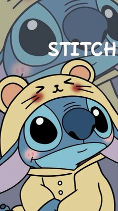 a cartoon character with the words stitch on it's face and an image of a koala bear