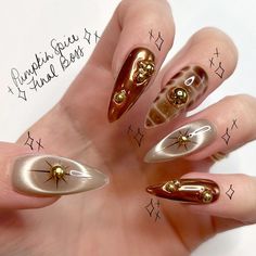 Fall Vintage Nails, Blackberry Nails Design, Astrology Themed Nails, Fancy New Years Nails, Crushed Velvet Nails, Gold Witchy Nails, Fall Birthday Nails Short, Art Nouveau Nail Art, Airbrush Almond Nails