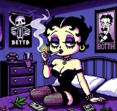 Betty Boop Pixel Art Grid, Baddie Cartoon Pfp, Baddie Vibes, Betty Boop Art, Music Pics, Hippie Art, Funky Art, Wallpaper Iphone Cute, Album Art