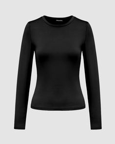 Details: Essential long-sleeve topTop Length: NormalSleeve Length: Long SleevesMaterials:95% Cotton + 5% Spandex Fitted Long Sleeve Top With Thumbholes, High Stretch Long Sleeve Tops For Fall, Black Elastane Tops For Winter, Black Elastane Top For Winter, Black High Stretch Long Sleeve Tops, Long Sleeve Solid Tops For Layering, Black Long Sleeve Top For Layering, High Stretch Long Sleeve Top For Layering, Solid Long Sleeve Tops For Layering