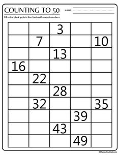 a counting to 50 worksheet with numbers