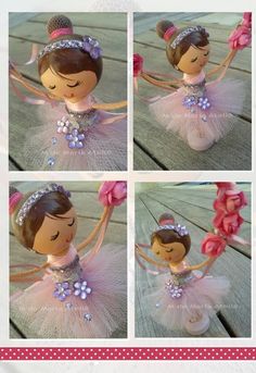 the doll is wearing a pink tutu and tiara with flowers in her hair