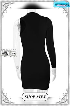 Women's Autumn and Winter Sexy One Shoulder Long Sleeve Bodycon Dress One Shoulder Stretch Bodycon Dress For Party Season, Fitted One-shoulder Mini Dress For Club, Sheath Bodycon Dress For Club, Fall Bodycon Dress With One Shoulder For Night Out, Fitted One-sleeve Mini Dress For Party, One-sleeve Fitted Mini Dress For Party, Fitted One Sleeve Mini Dress For Party, Elegant One Sleeve Bodycon Mini Dress, Fall One-shoulder Fitted Bodycon Dress