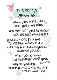 a handwritten poem for a special daughter